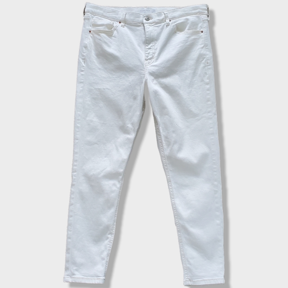 Topshop White High Rise Jamie Skinny Jeans 34 x 30